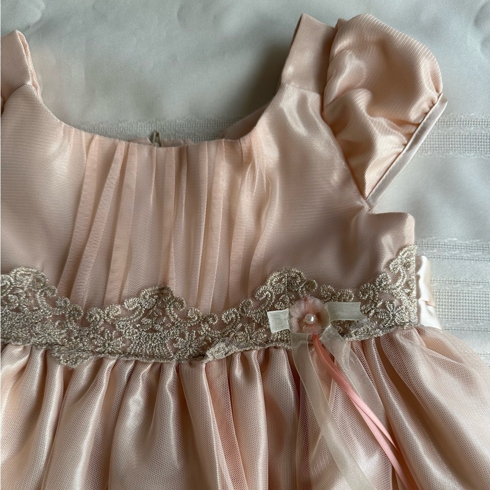 Bonnie Jean Blush and Gold Elegant Dress - Picture 9 of 13